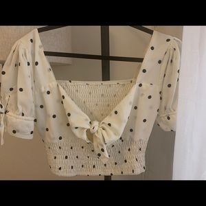 Plant Blue White&Black Polka Dot Crop Blouse